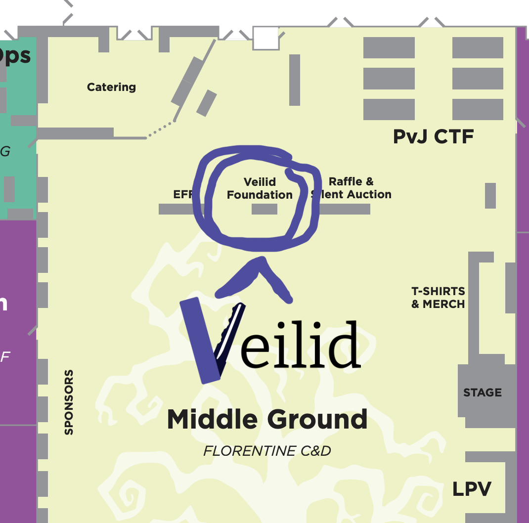 a map of the conference with the Veilid booth circled